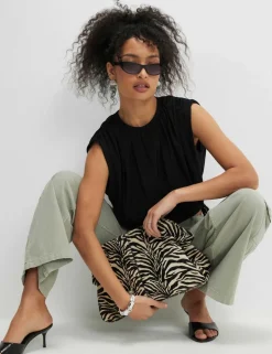 Pure Cotton Bubble Hem Tie Detail Top