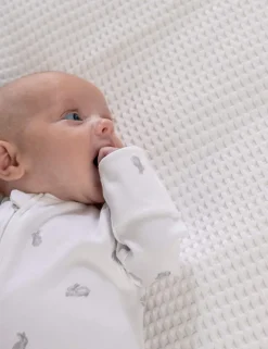 Pure Cotton Bunny Print Sleepsuit (6½lbs-6 Mths)