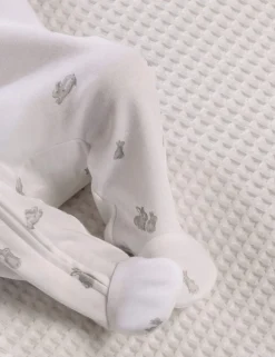 Pure Cotton Bunny Print Sleepsuit (6½lbs-6 Mths)