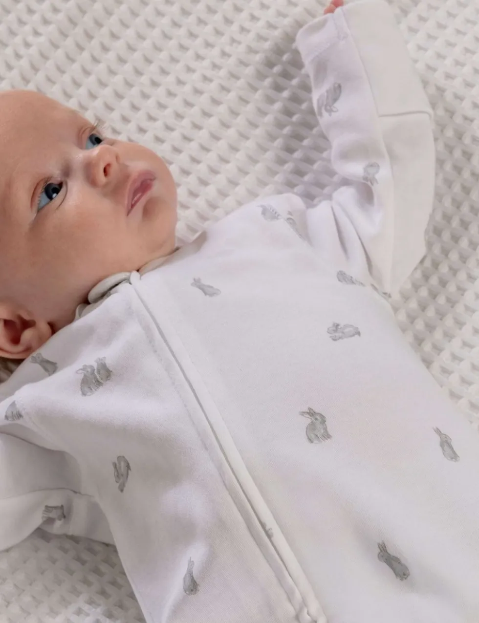 Pure Cotton Bunny Print Sleepsuit (6½lbs-6 Mths)