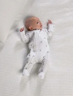 Pure Cotton Bunny Print Sleepsuit (6½lbs-6 Mths)