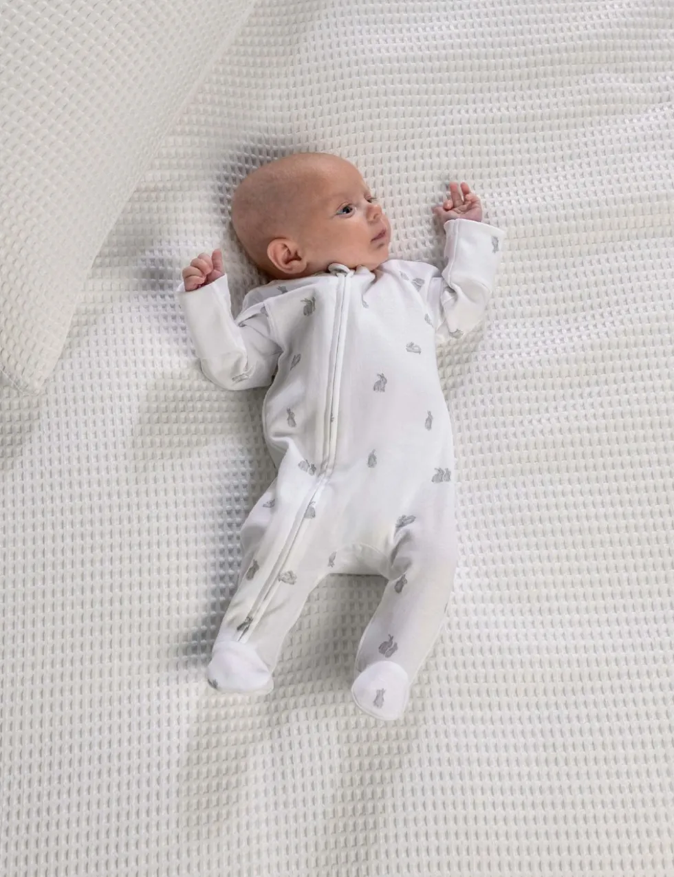 Pure Cotton Bunny Print Sleepsuit (6½lbs-6 Mths)