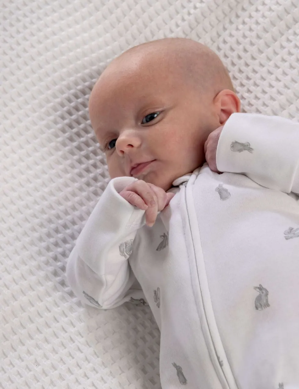Pure Cotton Bunny Print Sleepsuit (6½lbs-6 Mths)