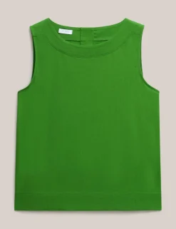 Pure Cotton Button Detail Vest Top