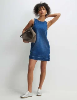 Pure Cotton Button Detail Mini Shift Dress