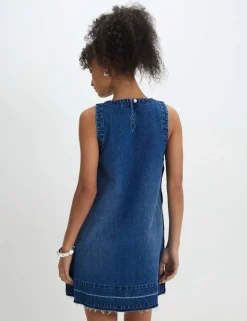 Pure Cotton Button Detail Mini Shift Dress