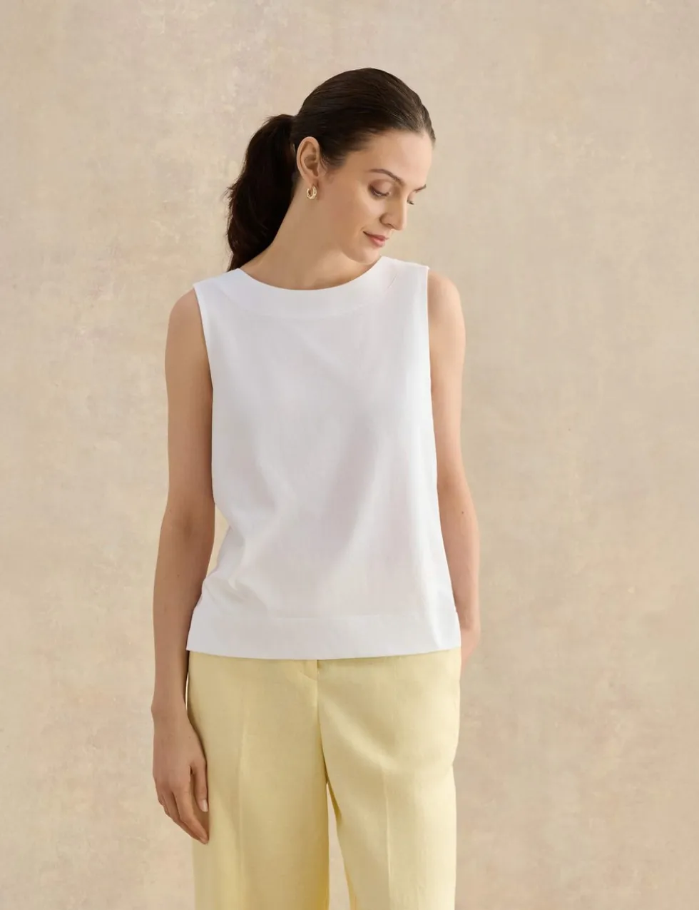 Pure Cotton Button Detail Vest Top