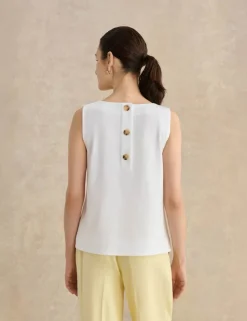 Pure Cotton Button Detail Vest Top