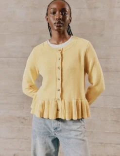 Pure Cotton Button Front Peplum Cardigan