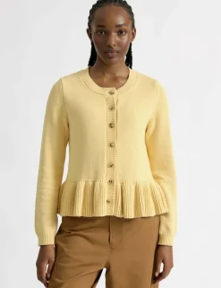 Pure Cotton Button Front Peplum Cardigan