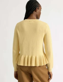Pure Cotton Button Front Peplum Cardigan