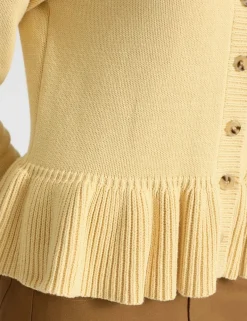 Pure Cotton Button Front Peplum Cardigan