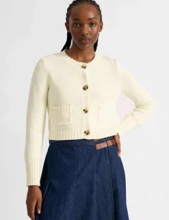Pure Cotton Button Front Cropped Cardigan