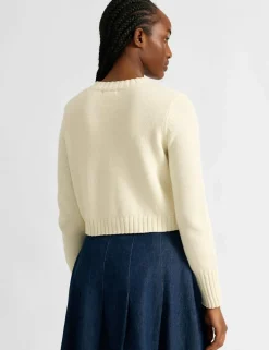 Pure Cotton Button Front Cropped Cardigan