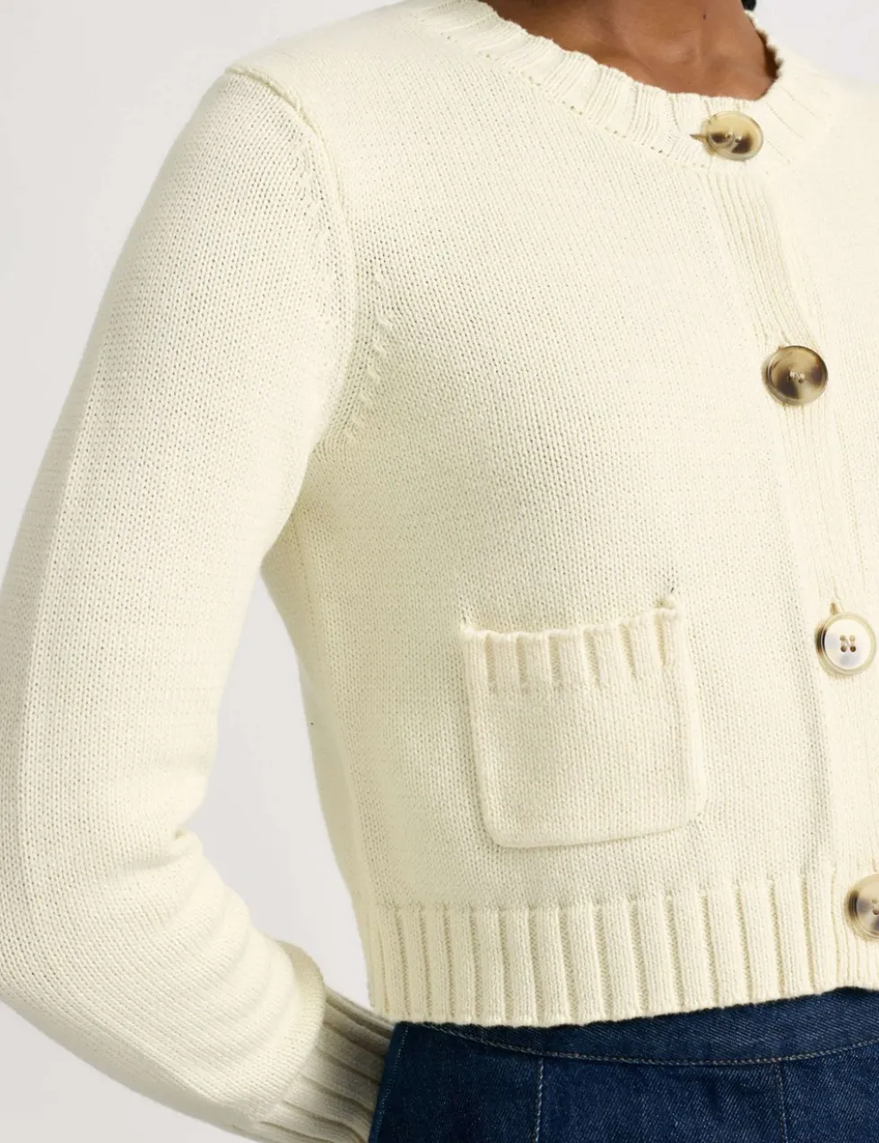Pure Cotton Button Front Cropped Cardigan