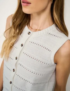 Pure Cotton Button Through Knitted Vest