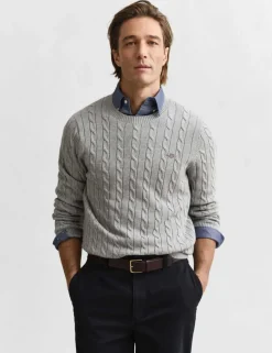 Pure Cotton Cable Crew Neck Jumper