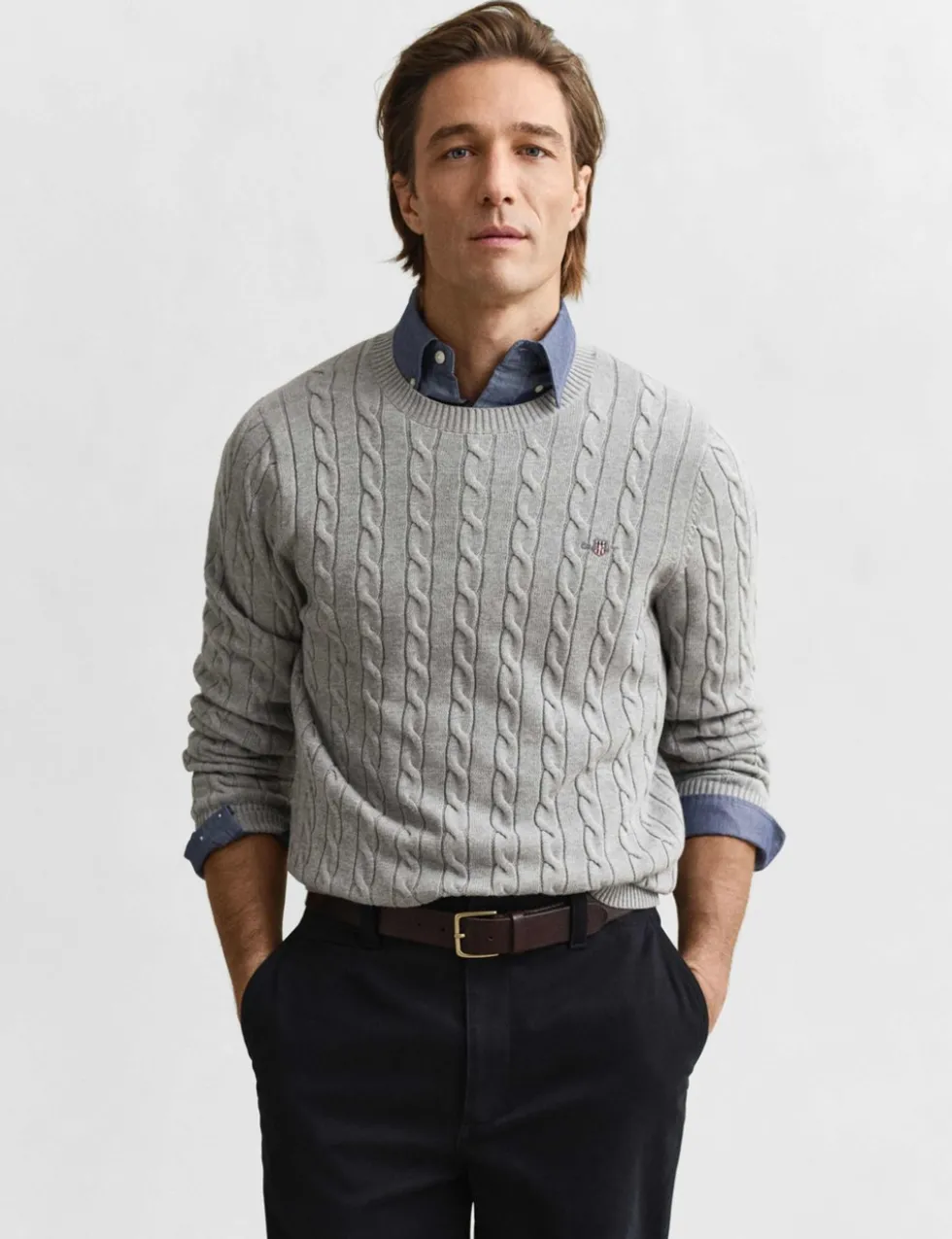 Pure Cotton Cable Crew Neck Jumper