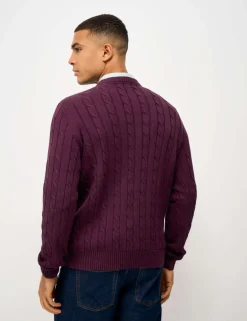 Pure Cotton Cable Crew Neck Jumper