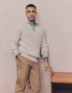 Pure Cotton Cable Funnel Neck Jumper