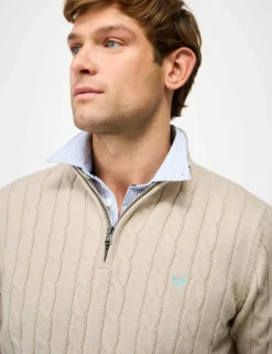 Pure Cotton Cable Funnel Neck Jumper