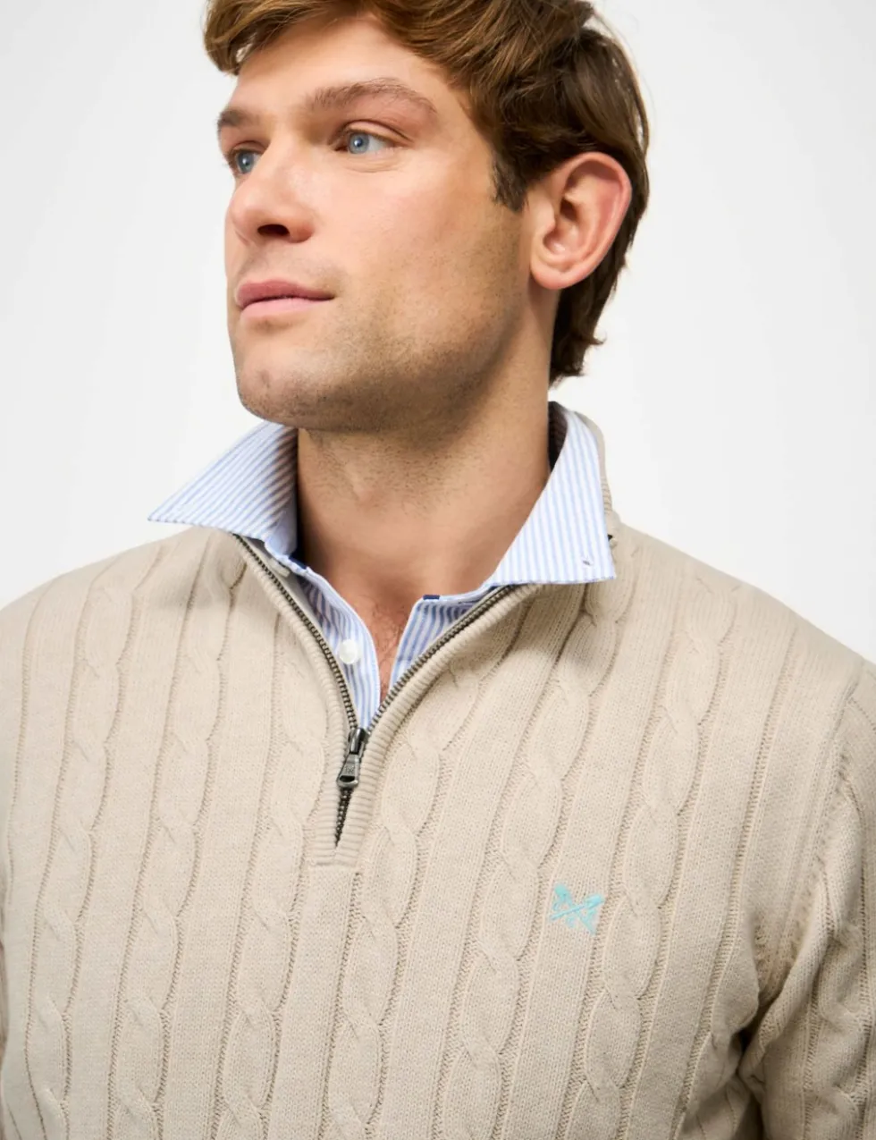 Pure Cotton Cable Funnel Neck Jumper