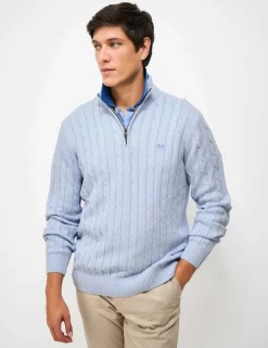 Pure Cotton Cable Funnel Neck Jumper