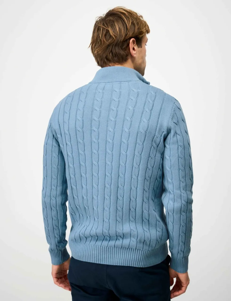 Pure Cotton Cable Funnel Neck Jumper