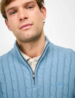 Pure Cotton Cable Funnel Neck Jumper