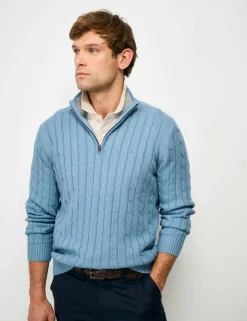 Pure Cotton Cable Funnel Neck Jumper