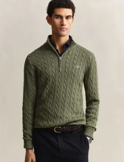 Pure Cotton Cable Half Zip Jumper