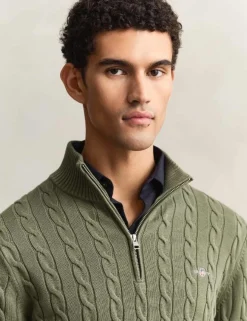 Pure Cotton Cable Half Zip Jumper
