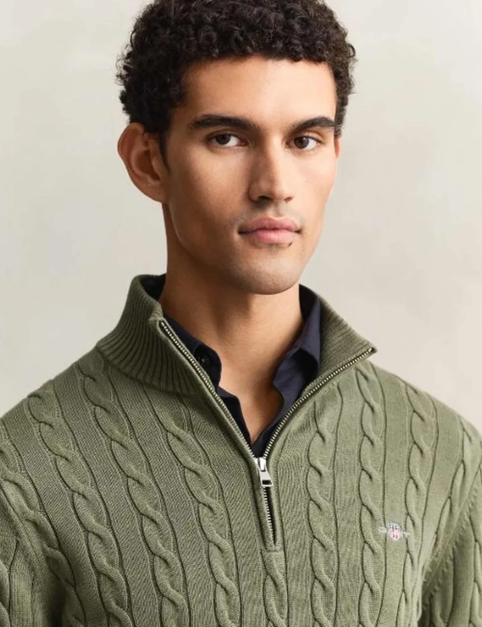 Pure Cotton Cable Half Zip Jumper