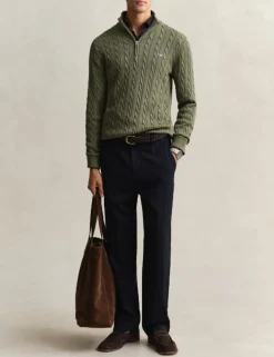 Pure Cotton Cable Half Zip Jumper