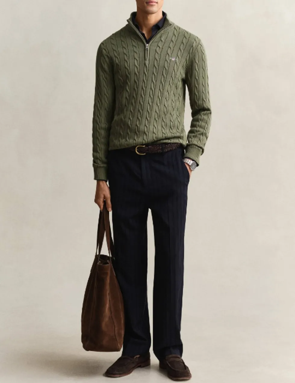 Pure Cotton Cable Half Zip Jumper