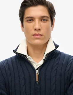 Pure Cotton Cable Half Zip Jumper