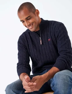 Pure Cotton Cable Half Zip Jumper