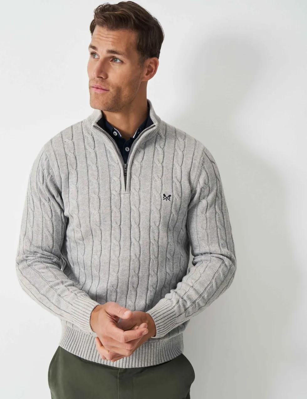 Pure Cotton Cable Half Zip Jumper