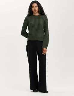 Pure Cotton Cable Knit Crew Neck Jumper