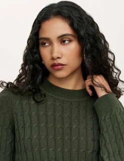 Pure Cotton Cable Knit Crew Neck Jumper