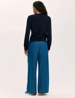 Pure Cotton Cable Knit Crew Neck Jumper