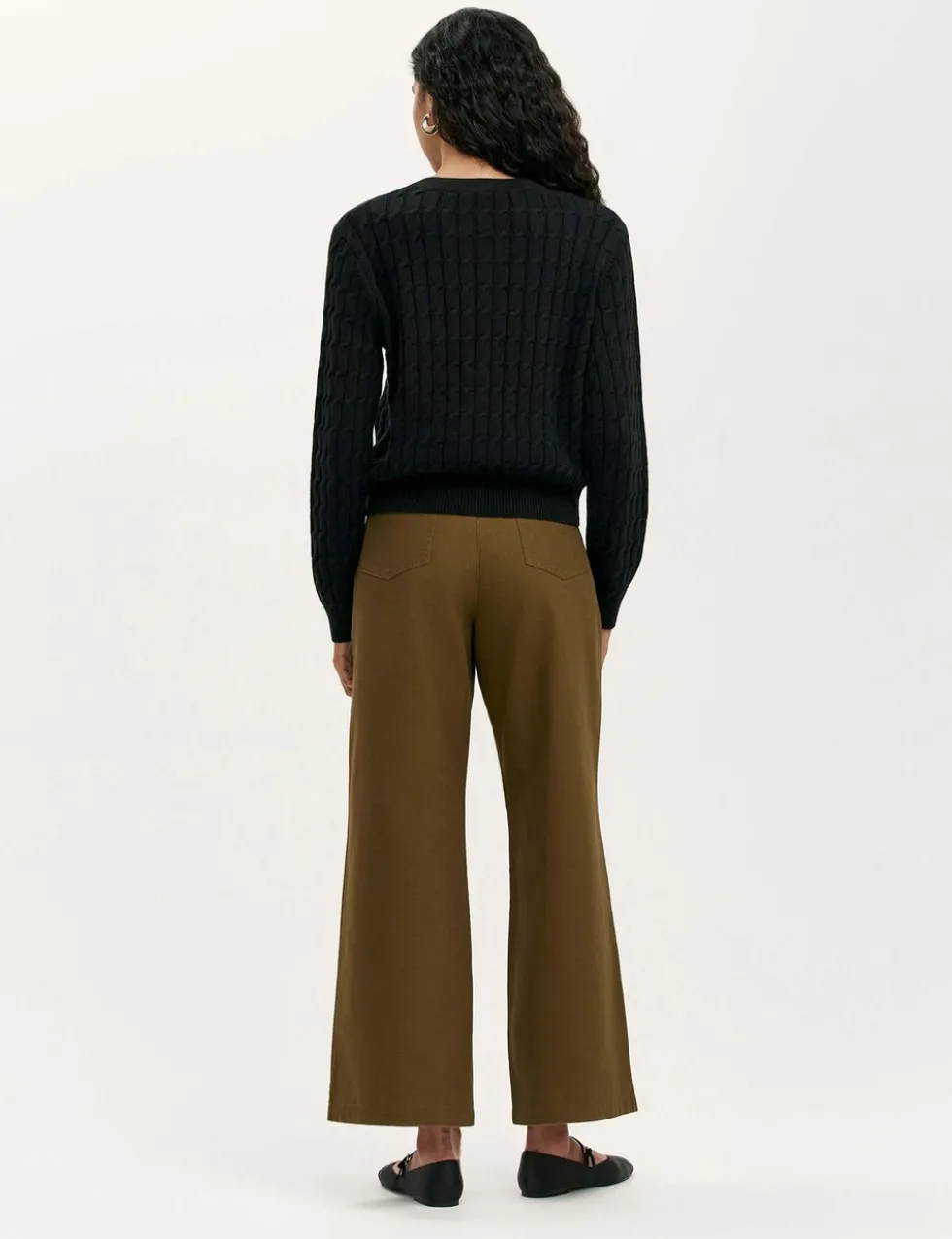 Pure Cotton Cable Knit Crew Neck Cardigan