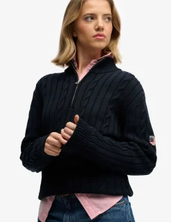 Pure Cotton Cable Knit Half Zip Jumper