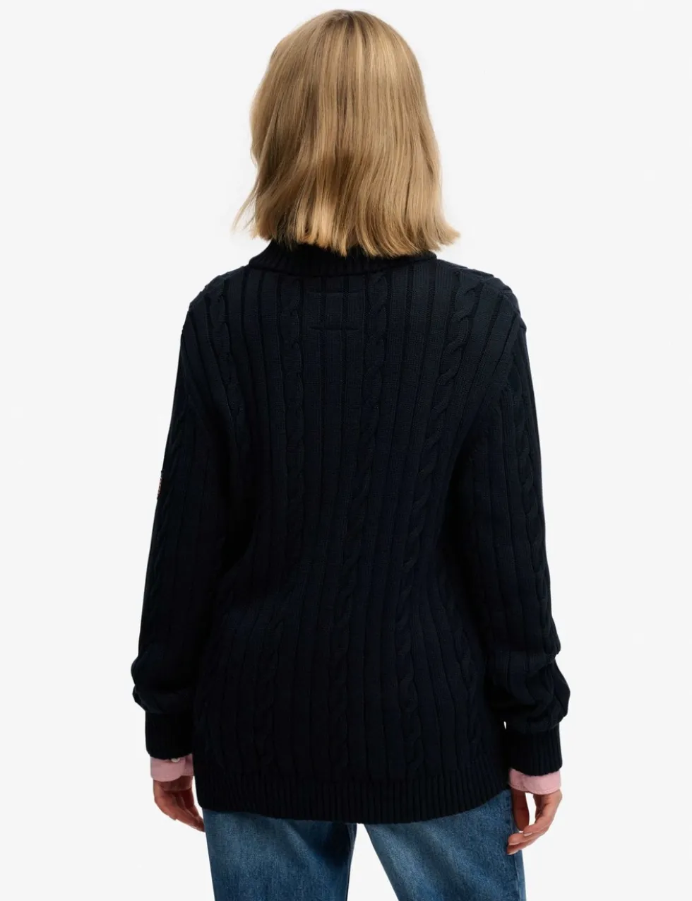 Pure Cotton Cable Knit Half Zip Jumper