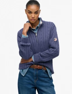 Pure Cotton Cable Knit Half Zip Jumper