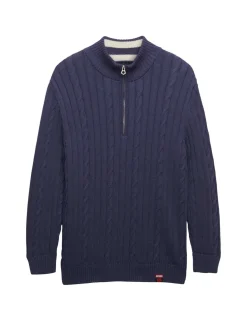 Pure Cotton Cable Knit Half Zip Jumper