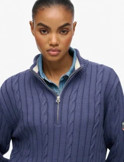 Pure Cotton Cable Knit Half Zip Jumper