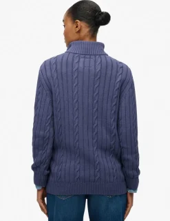 Pure Cotton Cable Knit Half Zip Jumper