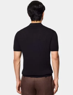 Pure Cotton Cable Knit Polo Shirt