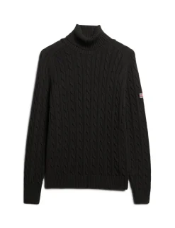 Pure Cotton Cable Knit Roll Neck Jumper